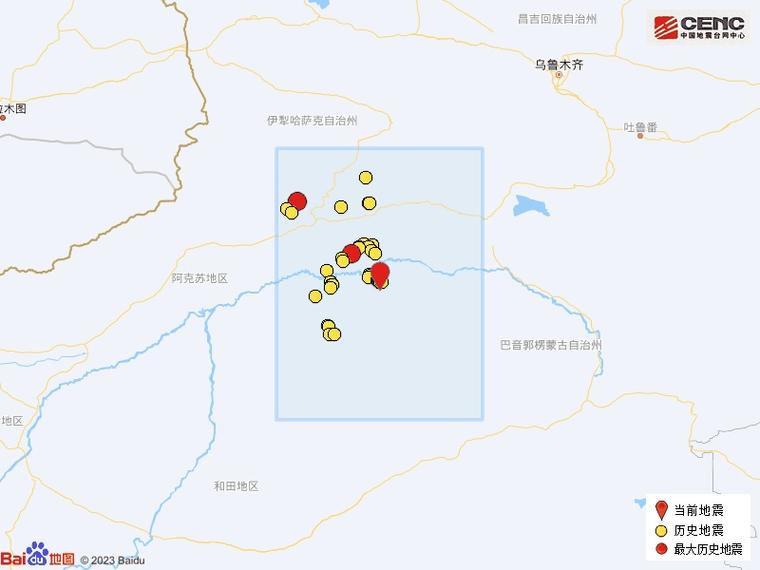 新疆巴音郭楞州尉犁县发生3.9级地震