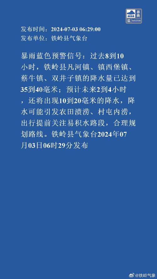黑龙江省杜尔伯特蒙古族自治县发布暴雨蓝色预警
