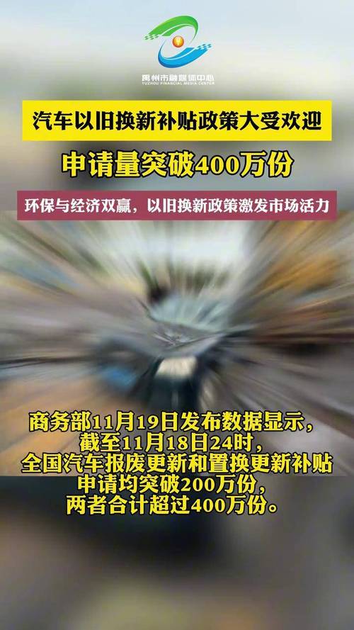 汽车以旧换新补贴申请量突破四百万份