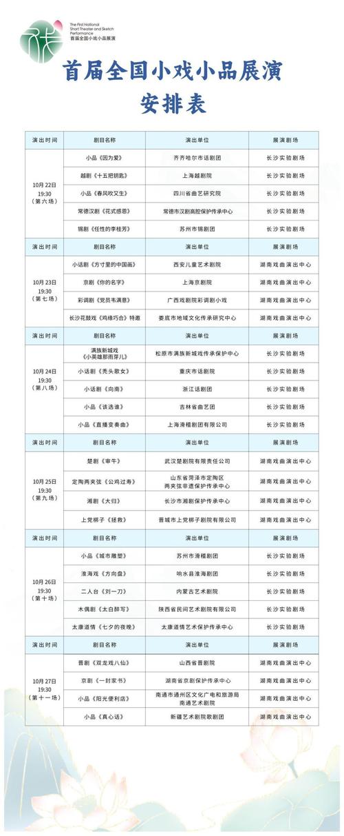 首届全国小戏小品展演将于十月中旬在长沙开演
