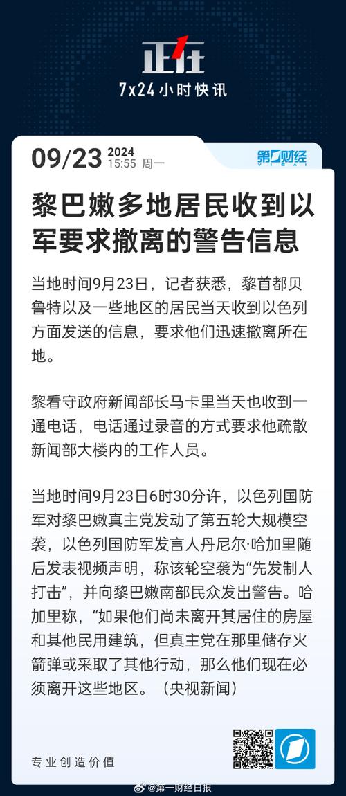 黎巴嫩多地居民收到以军要求撤离的警告信息