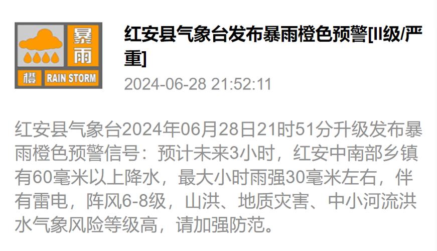 湖北省红安县发布暴雨黄色预警_1