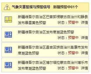 新疆维吾尔自治区巴音郭楞蒙古自治州发布寒潮黄色预警