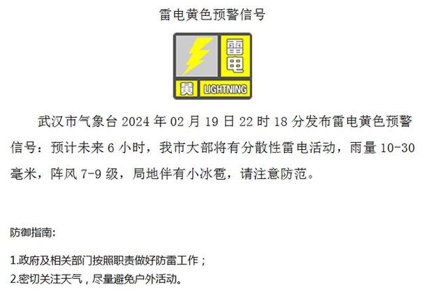湖北省天门市发布雷电黄色预警