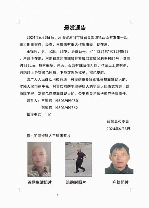 重大刑案嫌疑人在逃!警方发布悬赏通告,照片公布