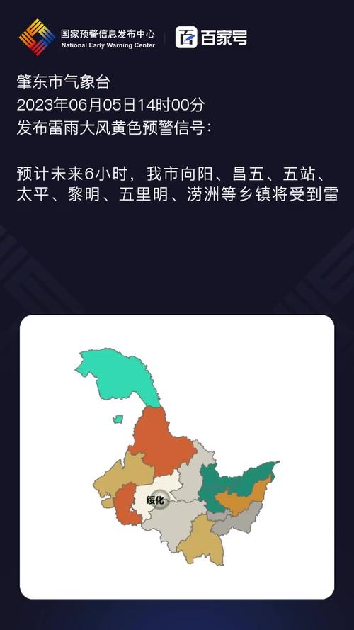黑龙江省肇东市发布雷雨大风黄色预警