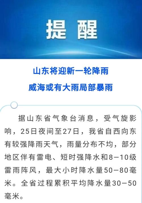 山东今明天降雨发展 半岛地区等地局部有大雨或暴雨
